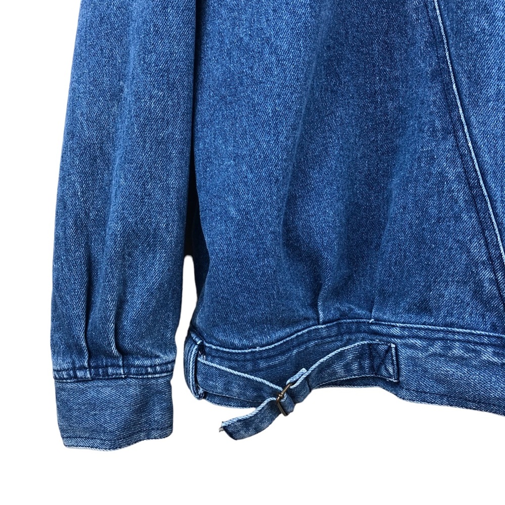 Women's Blue Denim Bomber Jacket - Vintage Style - Picture 6 of 9